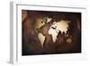 Aged World Map on a Dirty Piece of Fabric-null-Framed Art Print