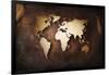 Aged World Map on a Dirty Piece of Fabric-null-Framed Art Print