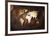 Aged World Map on a Dirty Piece of Fabric-null-Framed Art Print