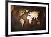 Aged World Map on a Dirty Piece of Fabric-null-Framed Art Print