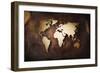 Aged World Map on a Dirty Piece of Fabric-null-Framed Premium Giclee Print