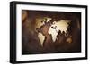 Aged World Map on a Dirty Piece of Fabric-null-Framed Art Print