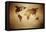 Aged World Map on Dirty Paper-null-Framed Stretched Canvas