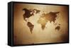 Aged World Map on Dirty Paper-null-Framed Stretched Canvas