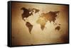 Aged World Map on Dirty Paper-null-Framed Stretched Canvas