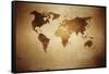 Aged World Map on Dirty Paper-null-Framed Stretched Canvas