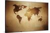 Aged World Map on Dirty Paper-null-Stretched Canvas