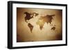 Aged World Map on Dirty Paper-null-Framed Art Print