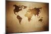 Aged World Map on Dirty Paper-null-Mounted Art Print