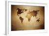 Aged World Map on Dirty Paper-null-Framed Art Print