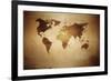 Aged World Map on Dirty Paper-null-Framed Art Print