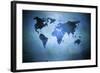 Aged World Map on Dirty Paper-null-Framed Art Print