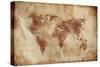 Aged World Map on Dirty Paper-null-Stretched Canvas