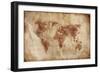 Aged World Map on Dirty Paper-null-Framed Art Print