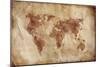 Aged World Map on Dirty Paper-null-Mounted Art Print