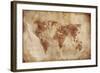 Aged World Map on Dirty Paper-null-Framed Art Print