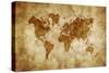 Aged World Map on Dirty Paper-null-Stretched Canvas