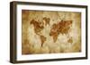 Aged World Map on Dirty Paper-null-Framed Art Print