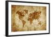 Aged World Map on Dirty Paper-null-Framed Art Print