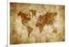 Aged World Map on Dirty Paper-null-Framed Art Print