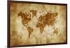 Aged World Map on Dirty Paper-null-Framed Art Print