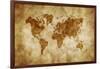 Aged World Map on Dirty Paper-null-Framed Art Print