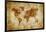 Aged World Map on Dirty Paper-null-Framed Art Print