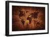 Aged World Map on Dirty Paper-null-Framed Art Print