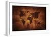 Aged World Map on Dirty Paper-null-Framed Art Print