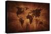 Aged World Map on Dirty Paper-null-Stretched Canvas