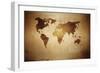 Aged World Map on Dirty Paper-null-Framed Art Print