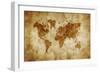 Aged World Map on Dirty Paper-null-Framed Art Print