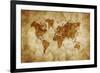 Aged World Map on Dirty Paper-null-Framed Art Print