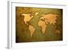 Aged World Map-Vintage Artwork-ilolab-Framed Art Print