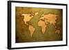 Aged World Map-Vintage Artwork-ilolab-Framed Art Print