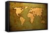 Aged World Map-Vintage Artwork-ilolab-Framed Stretched Canvas