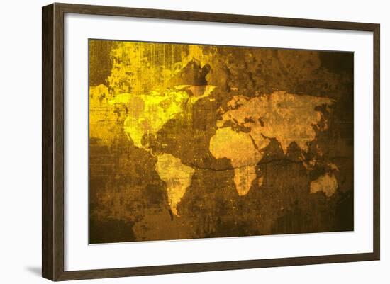 Aged World Map-ilolab-Framed Art Print