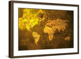 Aged World Map-ilolab-Framed Art Print