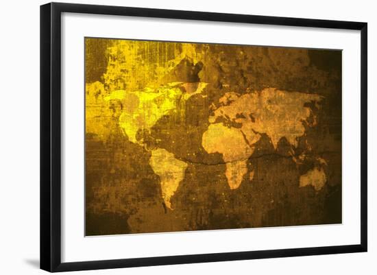 Aged World Map-ilolab-Framed Art Print