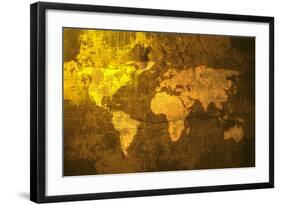 Aged World Map-ilolab-Framed Art Print