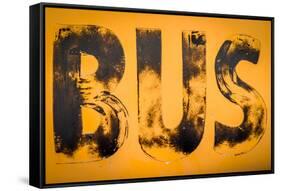 Aged Yellow Bus Sign-Mr Doomits-Framed Stretched Canvas
