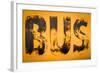 Aged Yellow Bus Sign-Mr Doomits-Framed Photographic Print