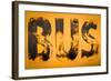 Aged Yellow Bus Sign-Mr Doomits-Framed Photographic Print