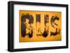 Aged Yellow Bus Sign-Mr Doomits-Framed Photographic Print