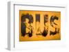 Aged Yellow Bus Sign-Mr Doomits-Framed Photographic Print