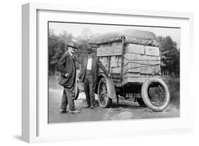 Agents Capture a Vehicle Loaded with Liquor as it Got a Flat Tire-null-Framed Art Print