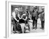 Agents pour liquor into sewer following a raid during the height of prohibition, New York, 1921-null-Framed Photographic Print