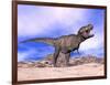 Aggressive Tyrannosaurus Rex Dinosaur in the Desert-null-Framed Art Print