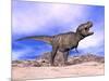 Aggressive Tyrannosaurus Rex Dinosaur in the Desert-null-Mounted Art Print