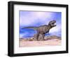 Aggressive Tyrannosaurus Rex Dinosaur in the Desert-null-Framed Art Print